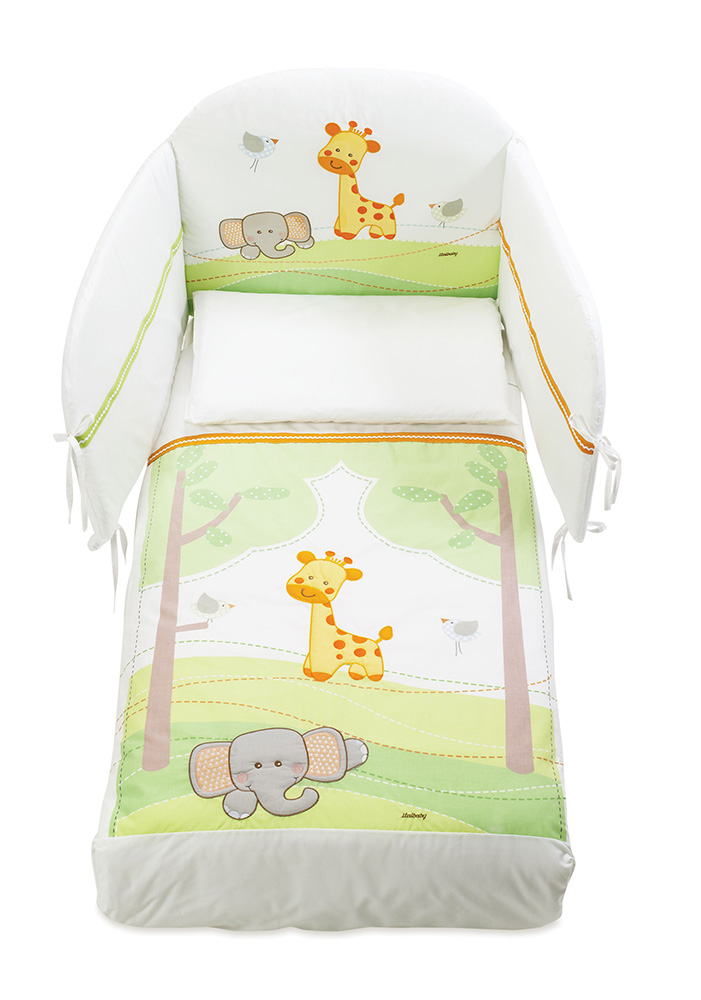 Culla neonati Melman bianca  con ruote e decori colorati