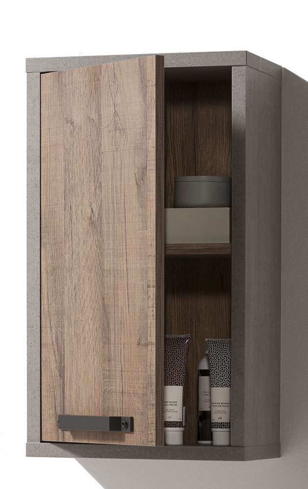 Mobili per bagni industry in finitura Cemento e Rovere invecchiato