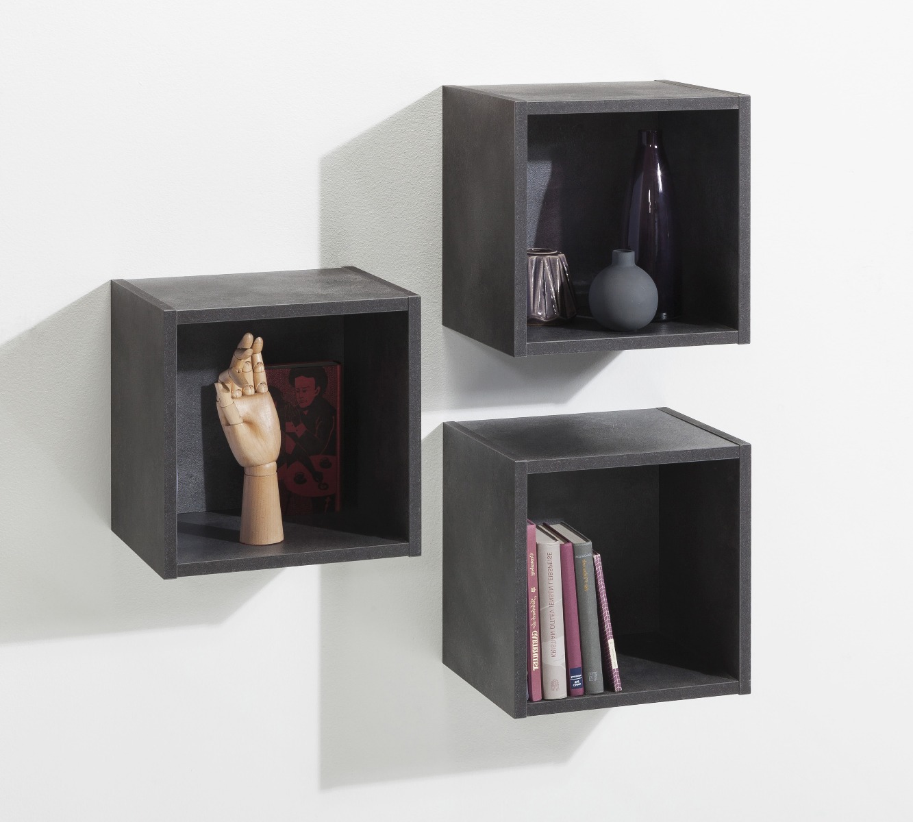 Set 3 vani a giorno in finitura Antracite