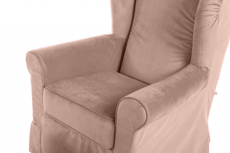 Poltrona di design con braccioli in tessuto sfoderabile, Rosa antico 