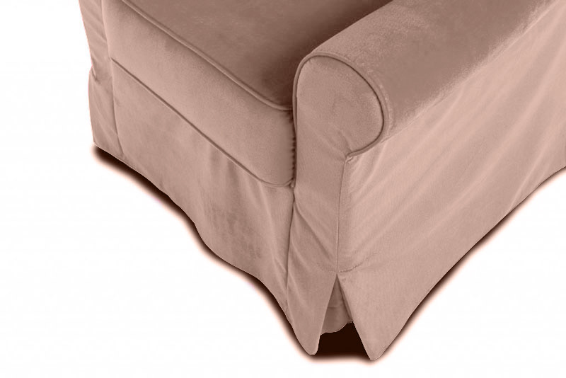 Poltrona di design con braccioli in tessuto sfoderabile, Rosa antico 