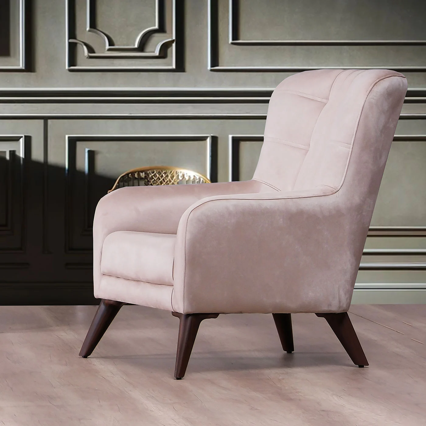 poltrona classica in tessuto rosa