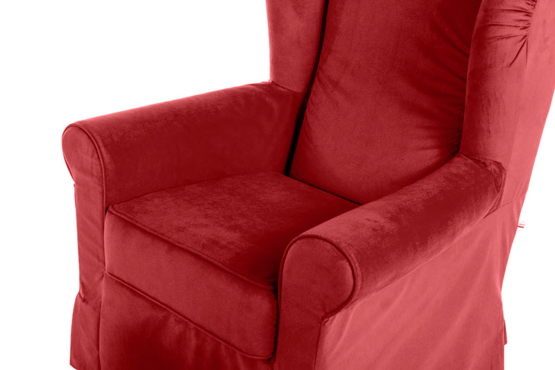 Poltrona di design in finitura Rosso antico con braccioli
