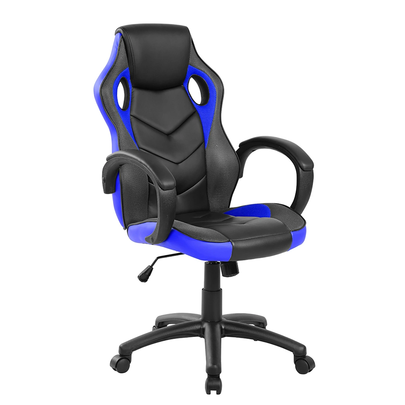 Poltrona Gaming con braccioli in finitura Blu e Nero, imbottitura in PU Zenzero Shop