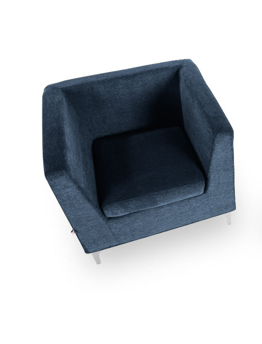 Poltrona di design, finitura Blu in tessuto sfoderabile