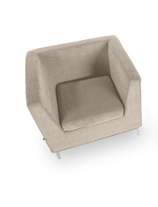 Poltrona moderna in tessuto sfoderabile, finitura Crema