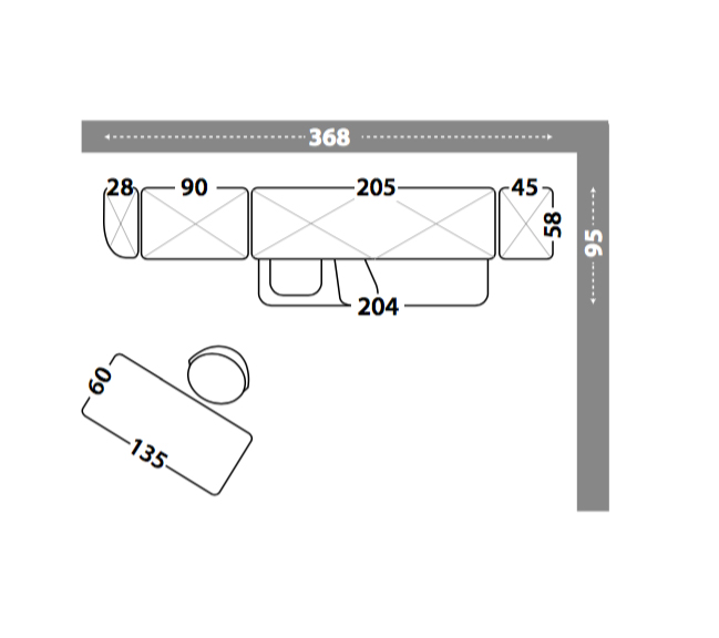 Cameretta a ponte con due letti, finitura Rovere ambra, Terracotta e Celeste