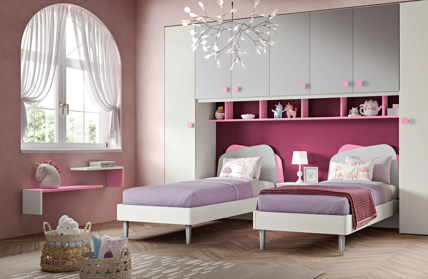 cameretta doppio ponte rosa