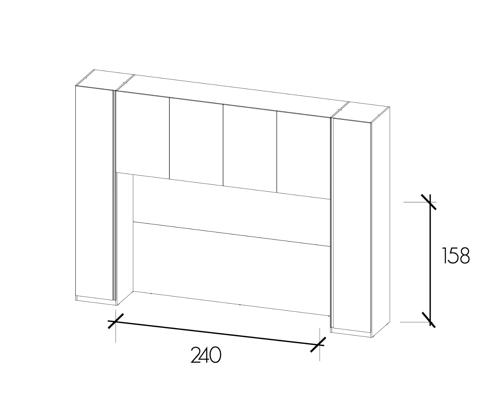 Armadio a ponte Cashmere e Antracite, L.334 H.240, collezione Mondo