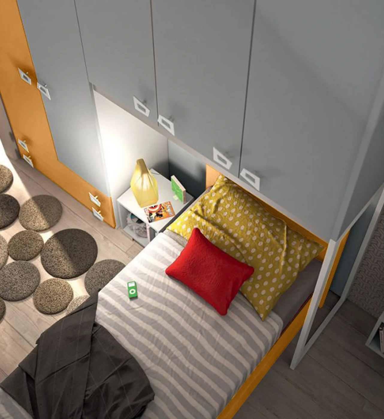 Letto singolo di design in finitura Miele