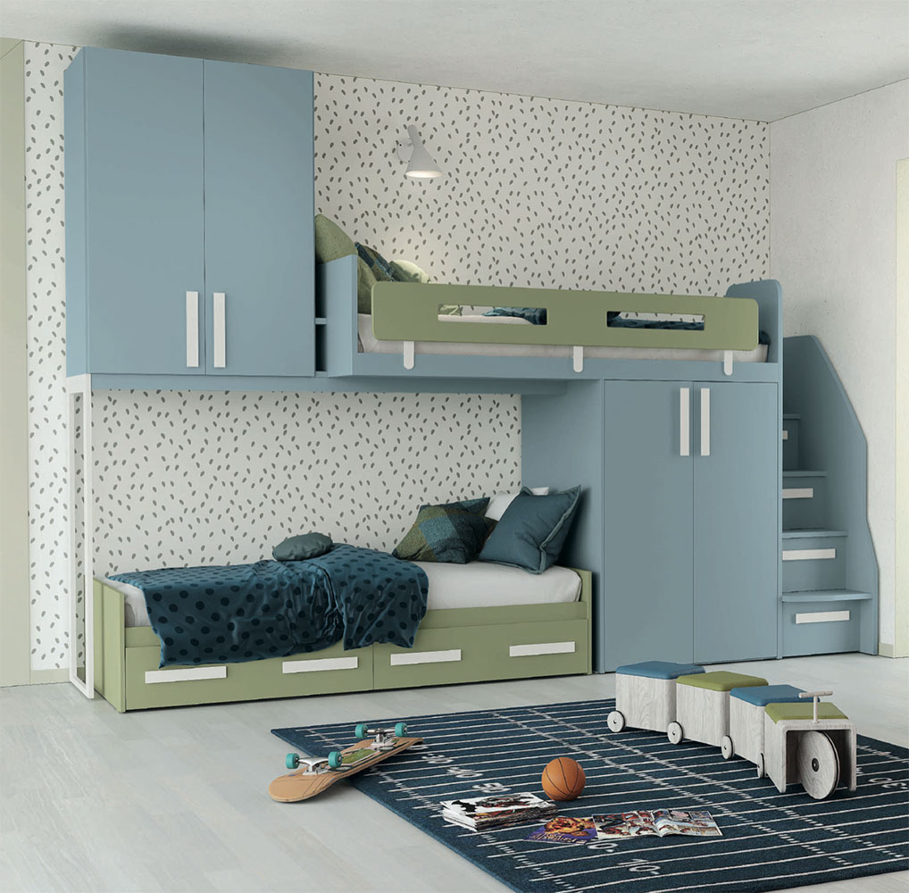 Cameretta bambini Helena in finitura Cadaques e Oliva