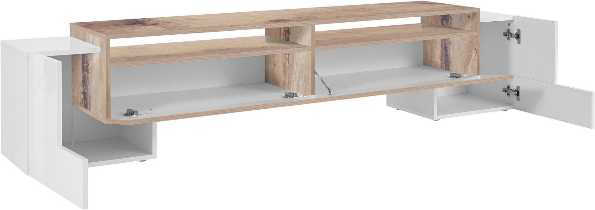 Porta tv Pero e Bianco lucido, 2 ante e una ribalta