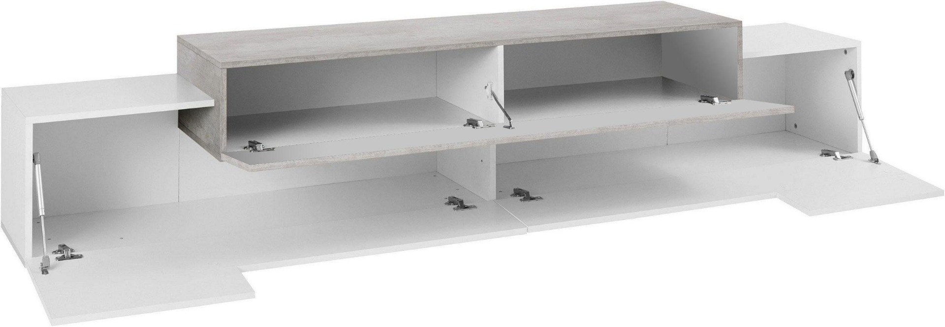 Mobile tv Cemento e Bianco lucido, L.240