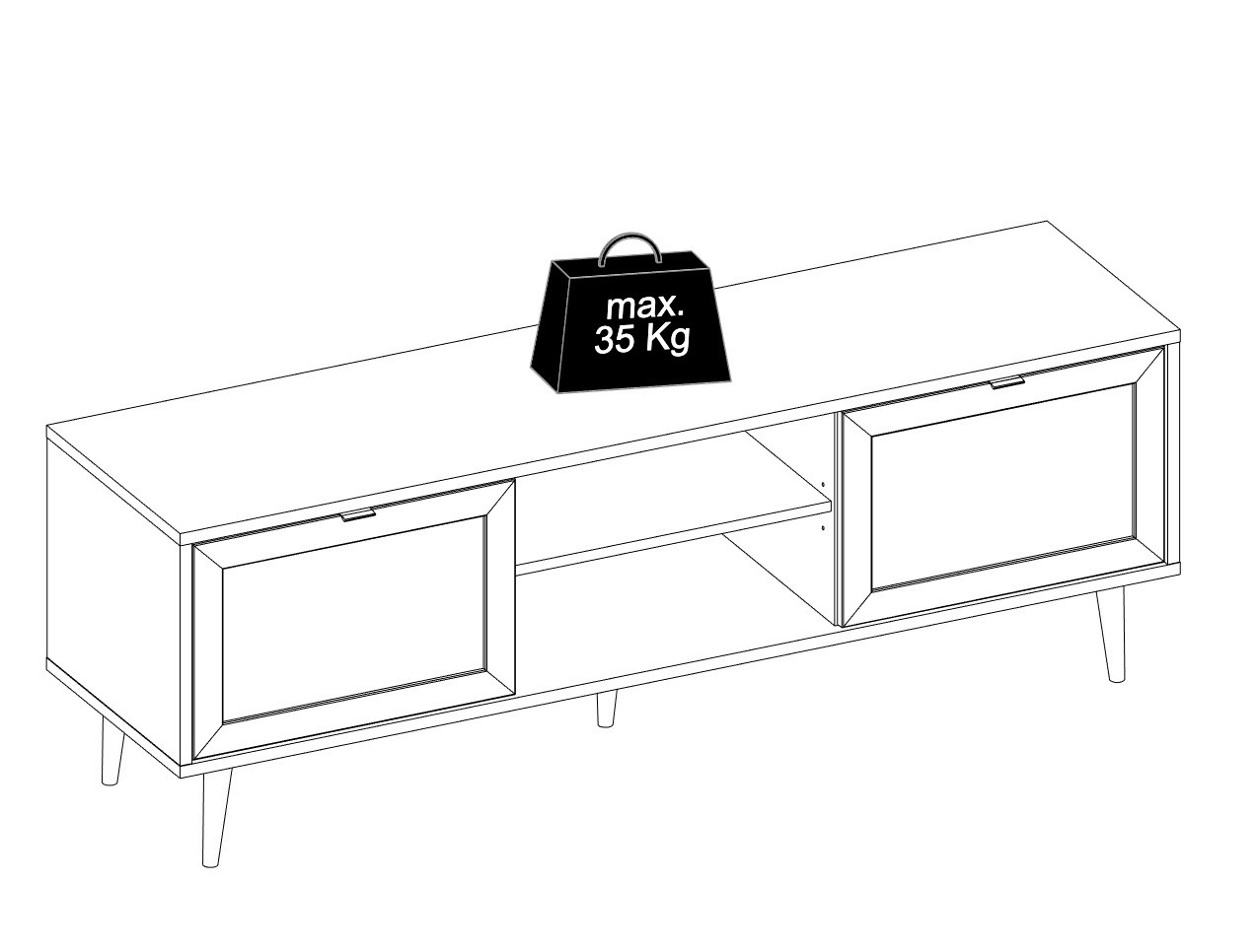 Mobile porta Tv  Arendal con 2 ante in finitura Nero opaco con dettagli Oro