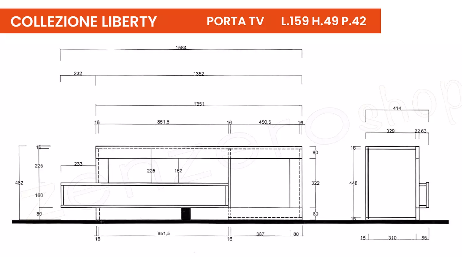 mobile tv grigio chiaro