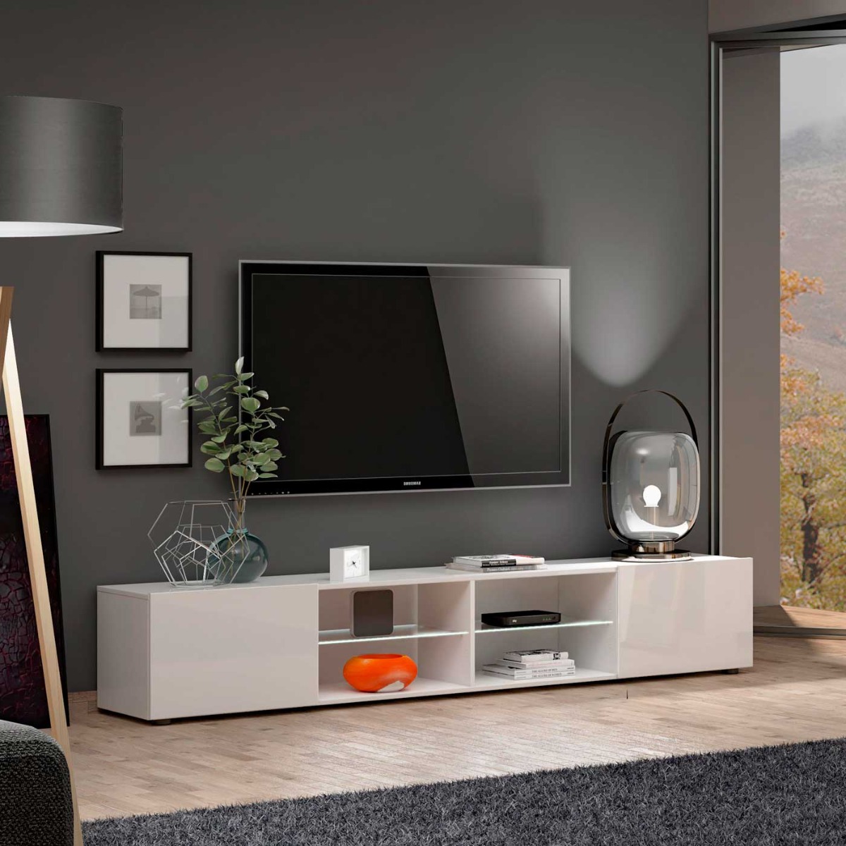 Porta TV moderno larghezza 225 cm