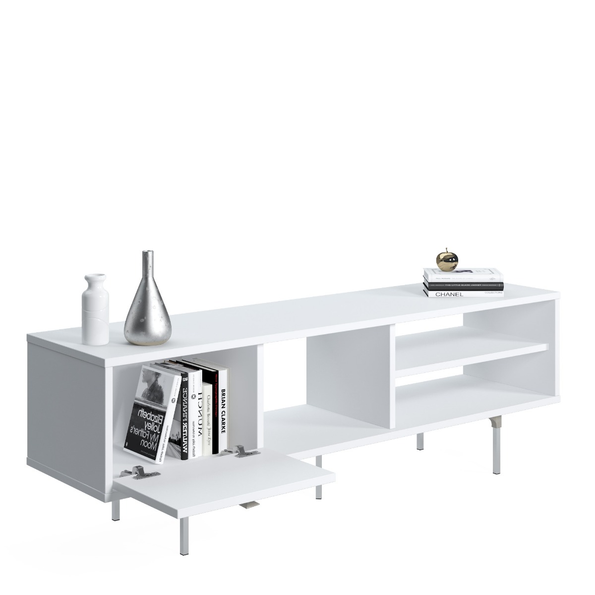 Mobile Tv Ankara bianco, una ribalta e un ripiano