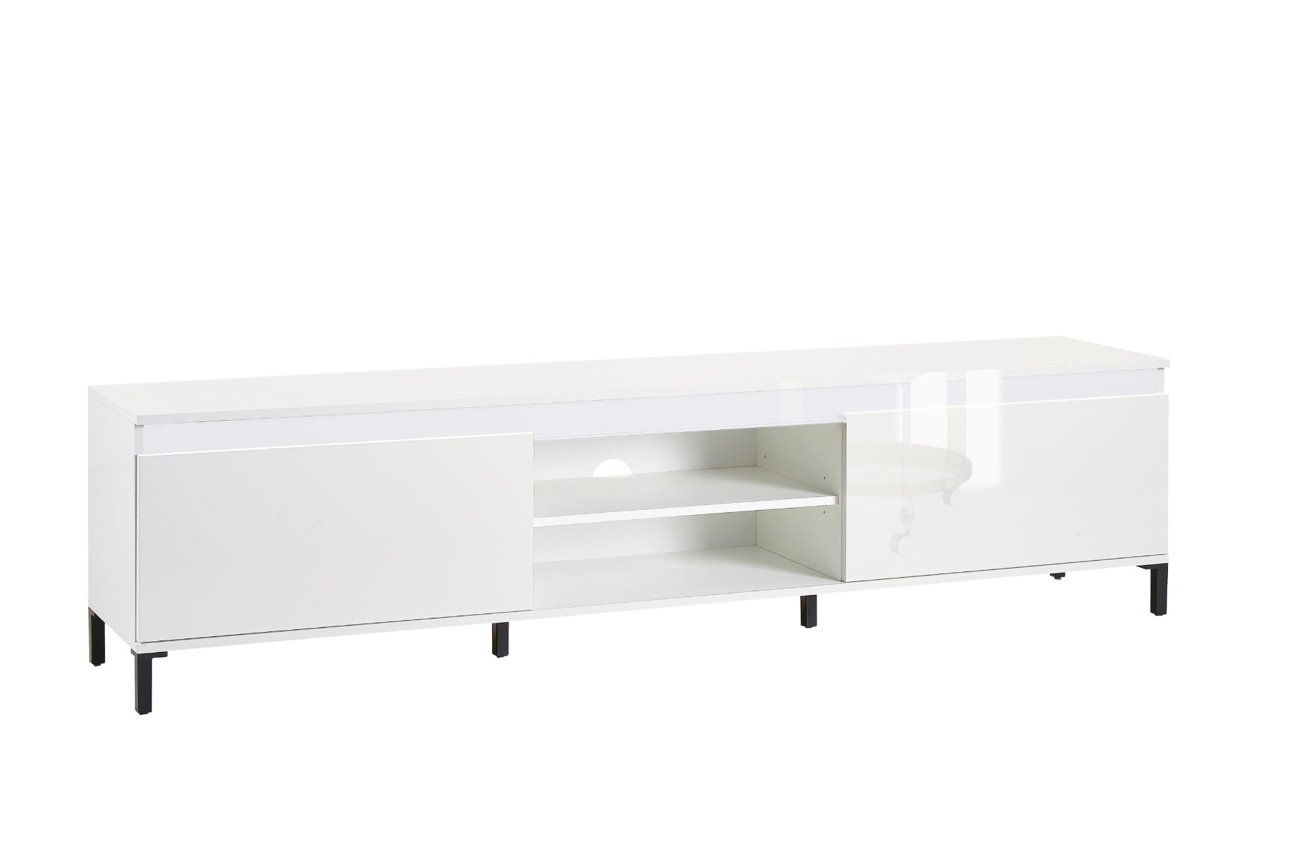 Mobile porta TV moderno finitura Bianco Lucido, Made in Italy