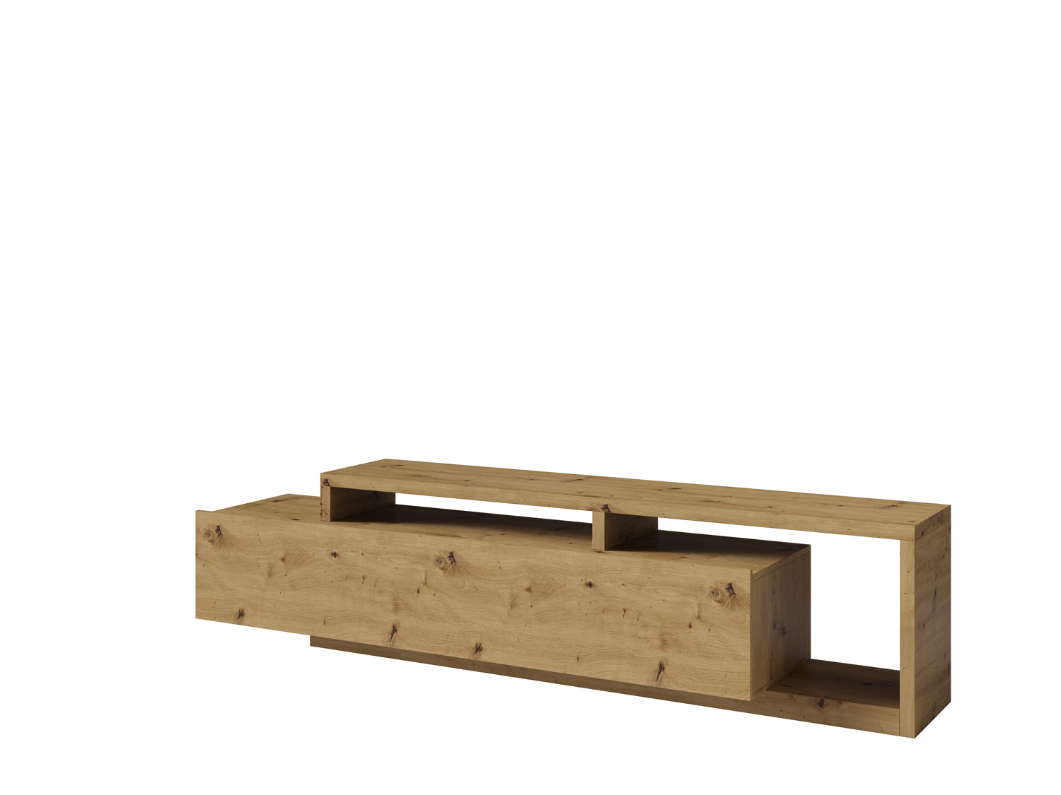 Porta TV  moderno L.219 con cassettone, colore rovere rustico