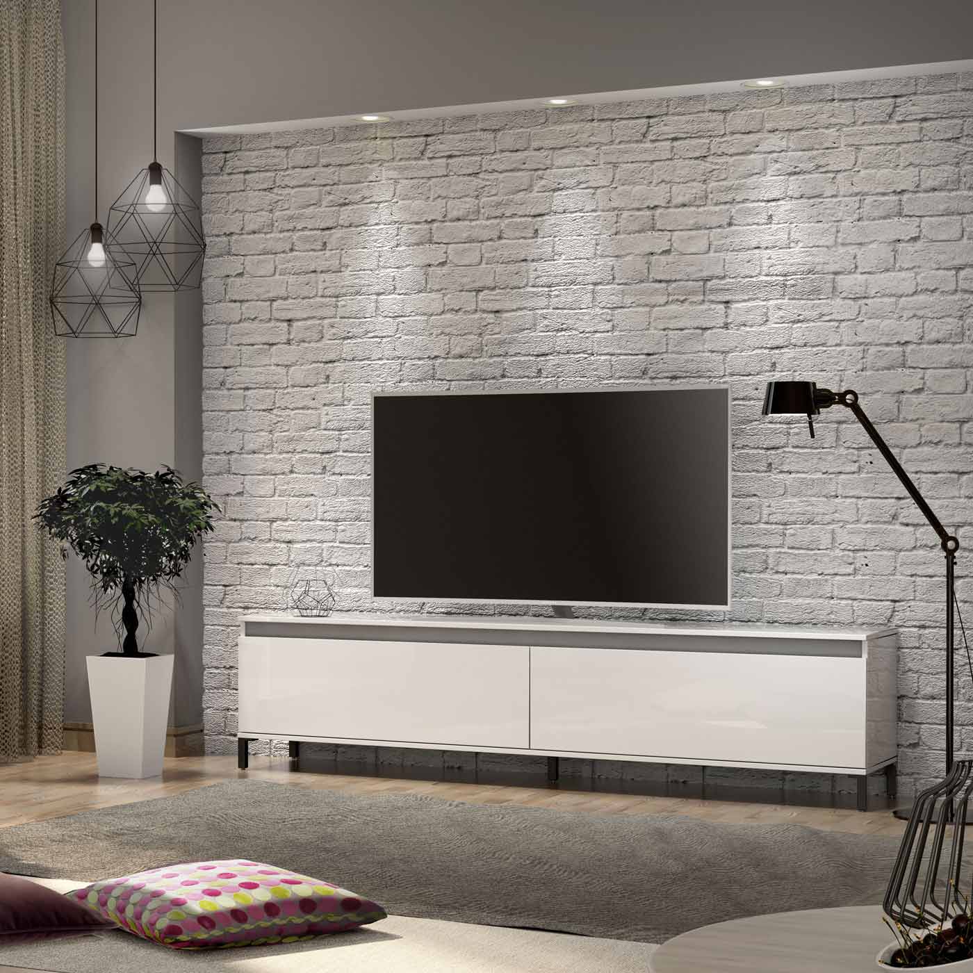 Mobile tv moderno colore Bianco lucido 