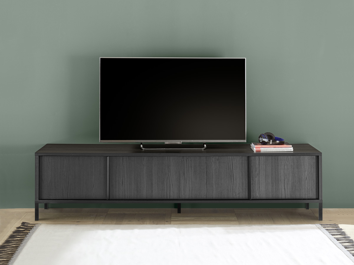 Mobile porta TV, stile moderno, finitura frassinato nero