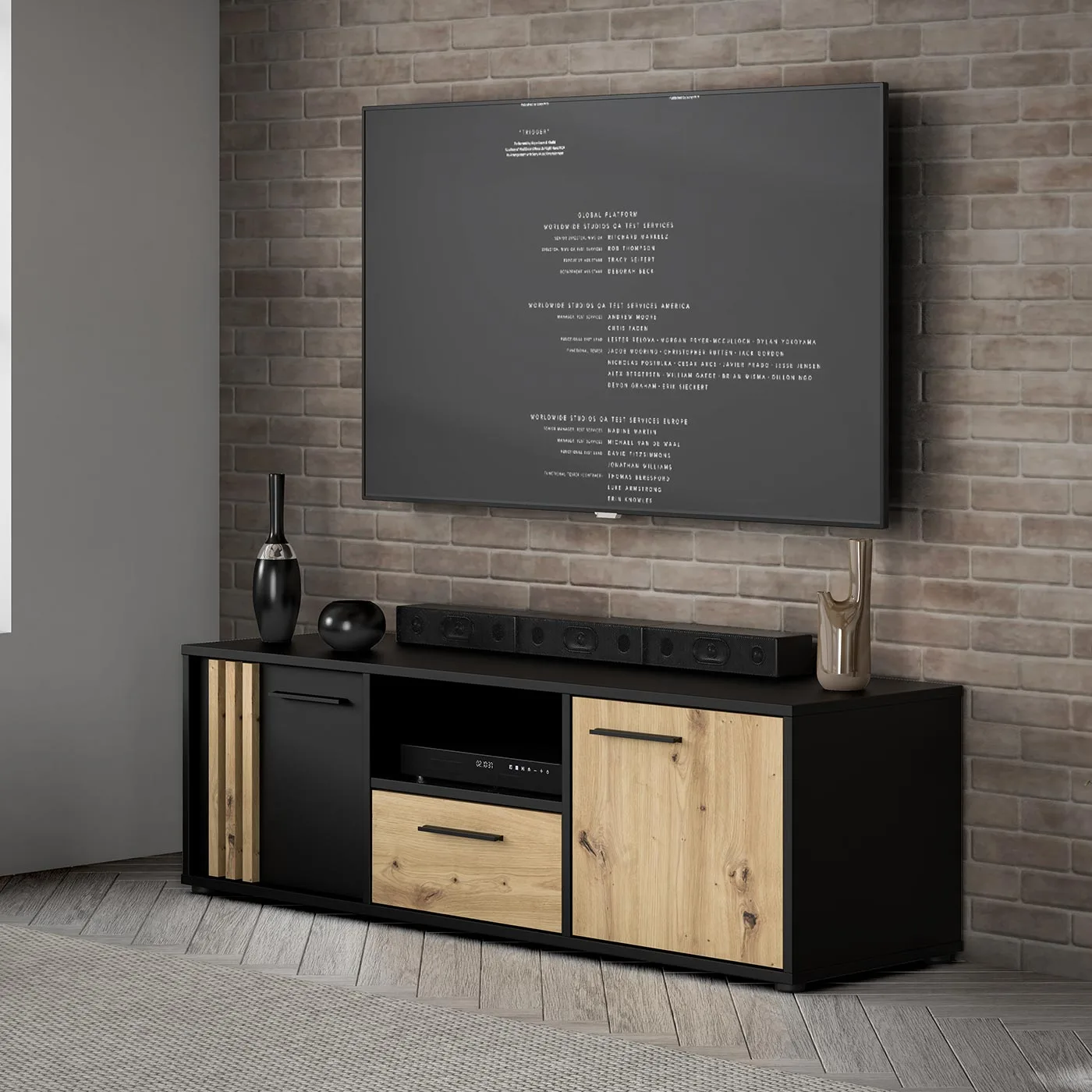 porta tv rovere e nero