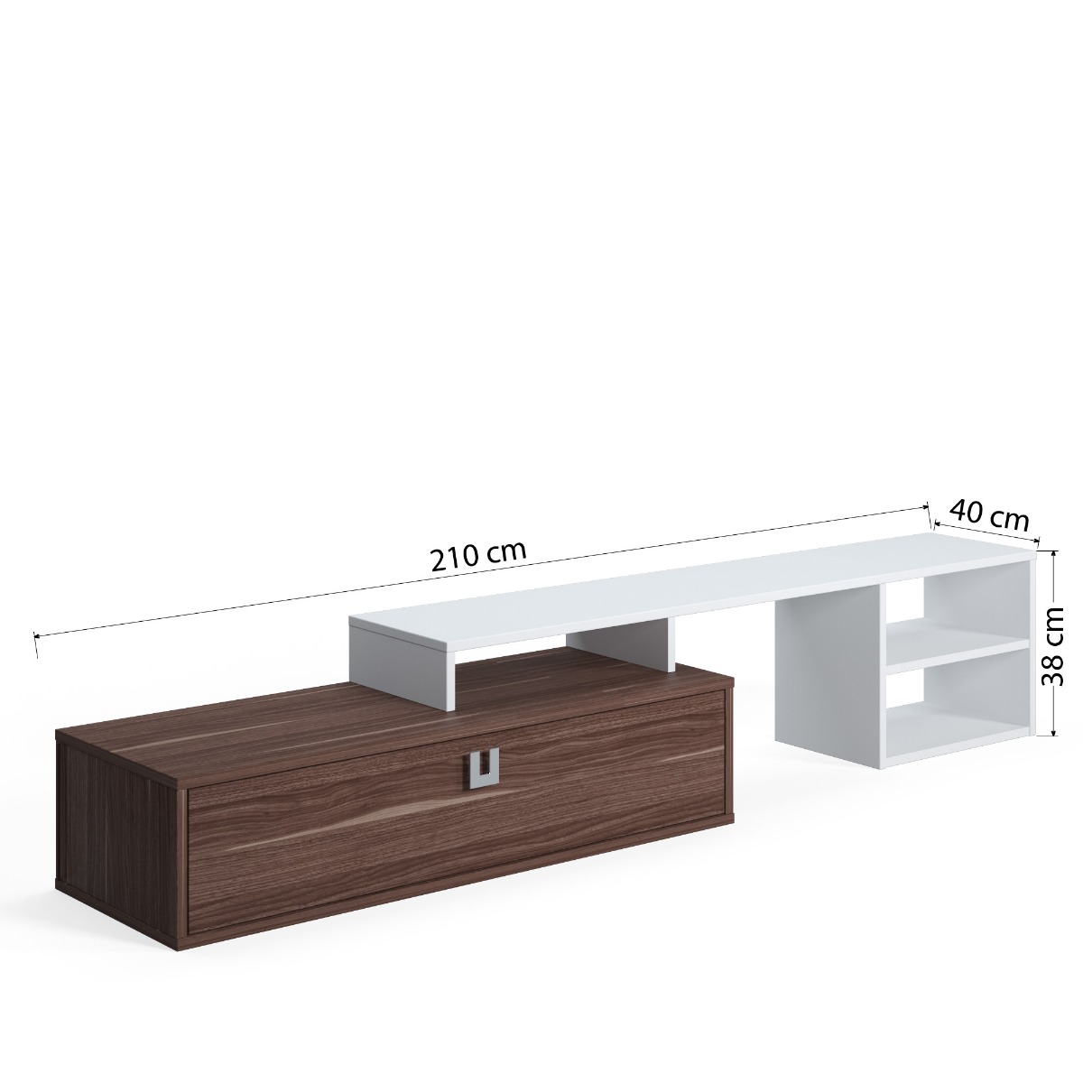 Mobile porta tv Ankara bianco e noce con un cassetto