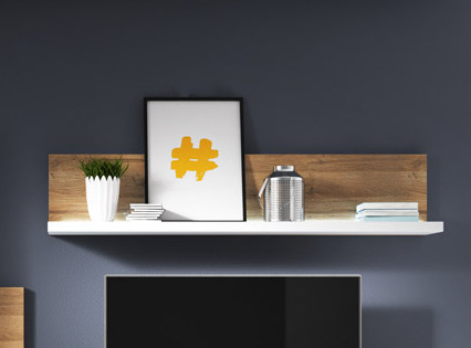 Mensola L.150 cm, finitura rovere rustico e bianco opaco