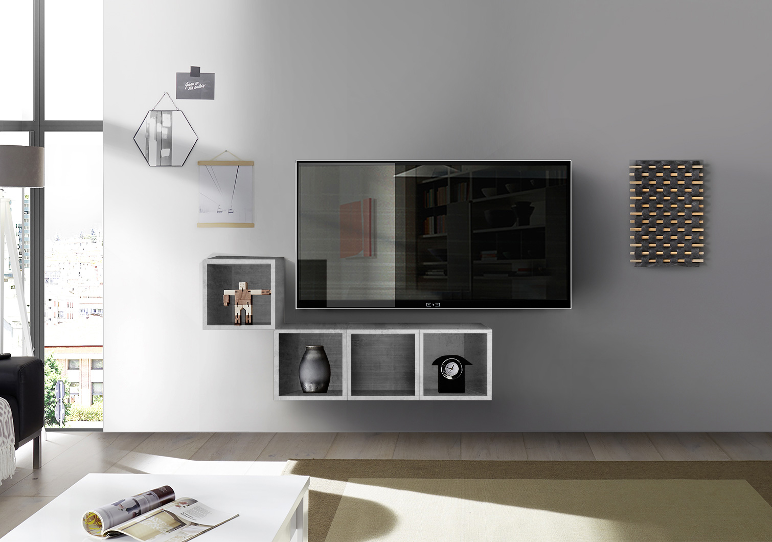 Vani porta TV in finitura Beton