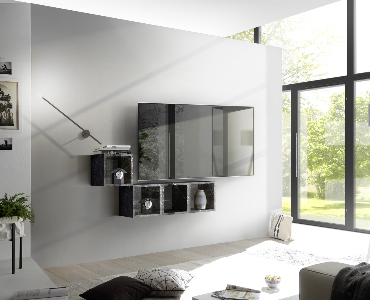 Vani porta TV in finitura Marmo Lucido Nero