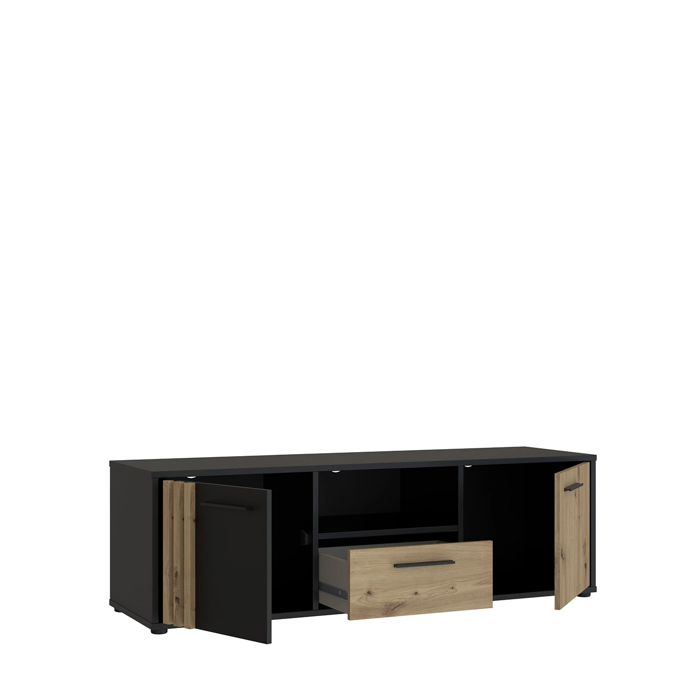 porta tv rovere e nero