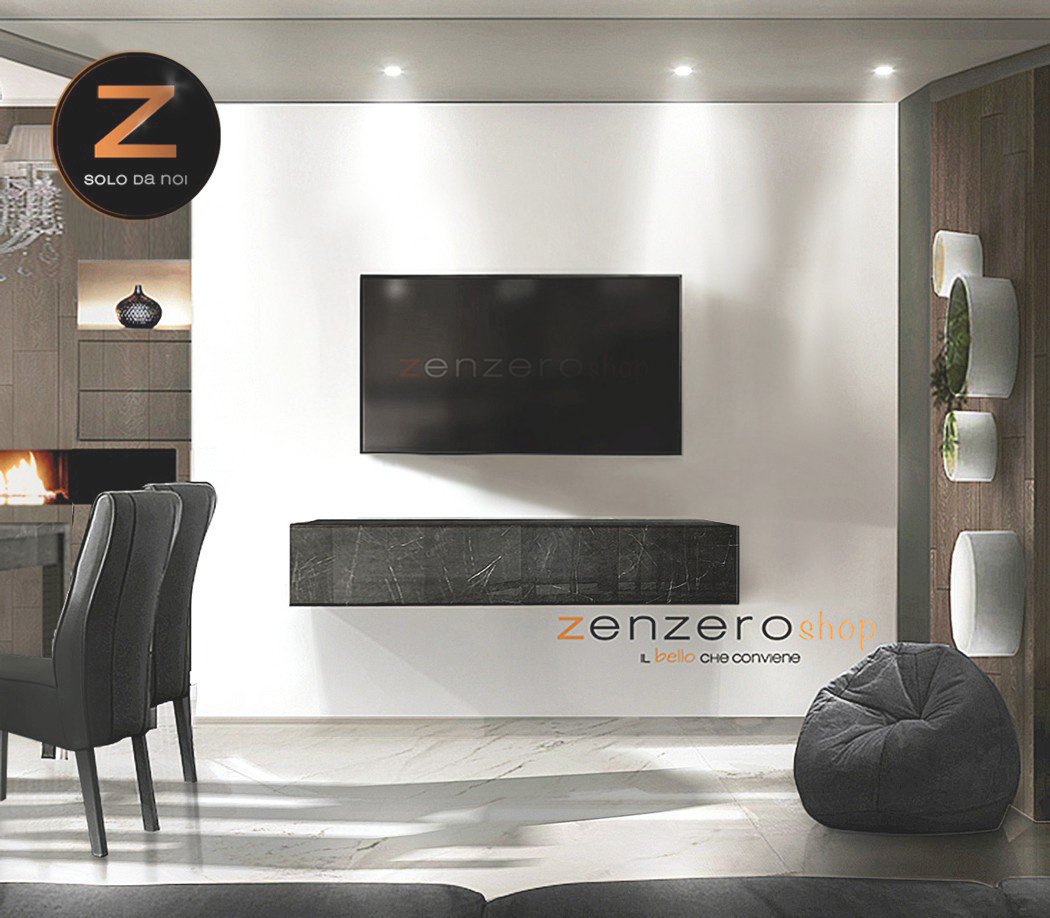 Mobile porta TV in finitura Bianco Lucido, anta a ribalta