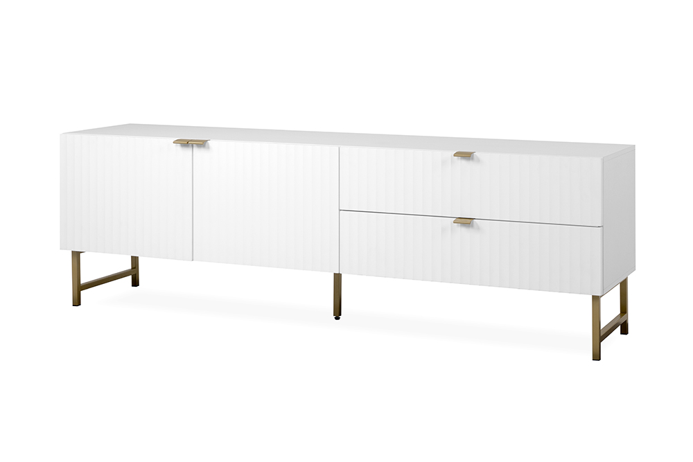 Porta TV bianco opaco stile nordico con gambe dorate Zenzero Shop