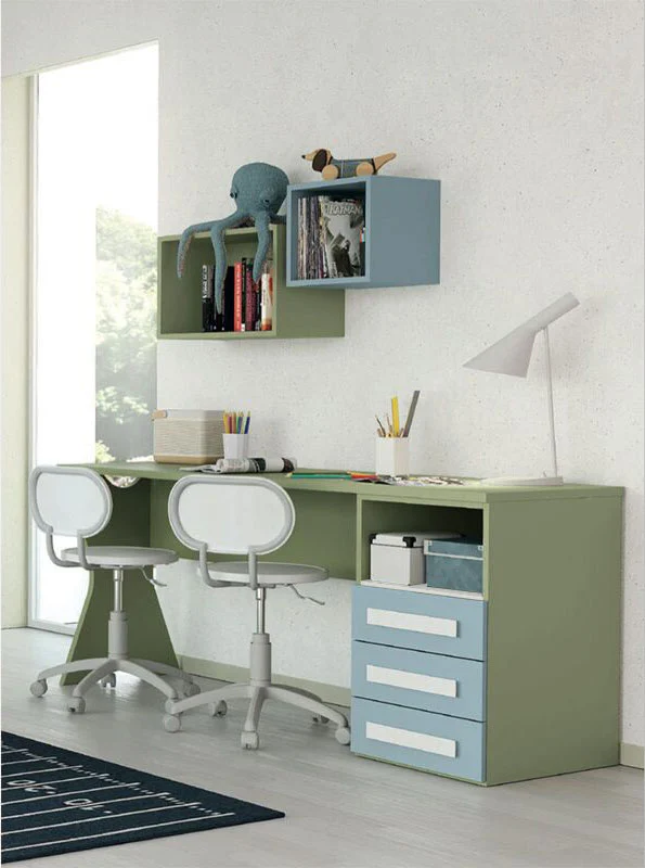 Scrivania moderna per camerette in finitura Cadaques e Oliva