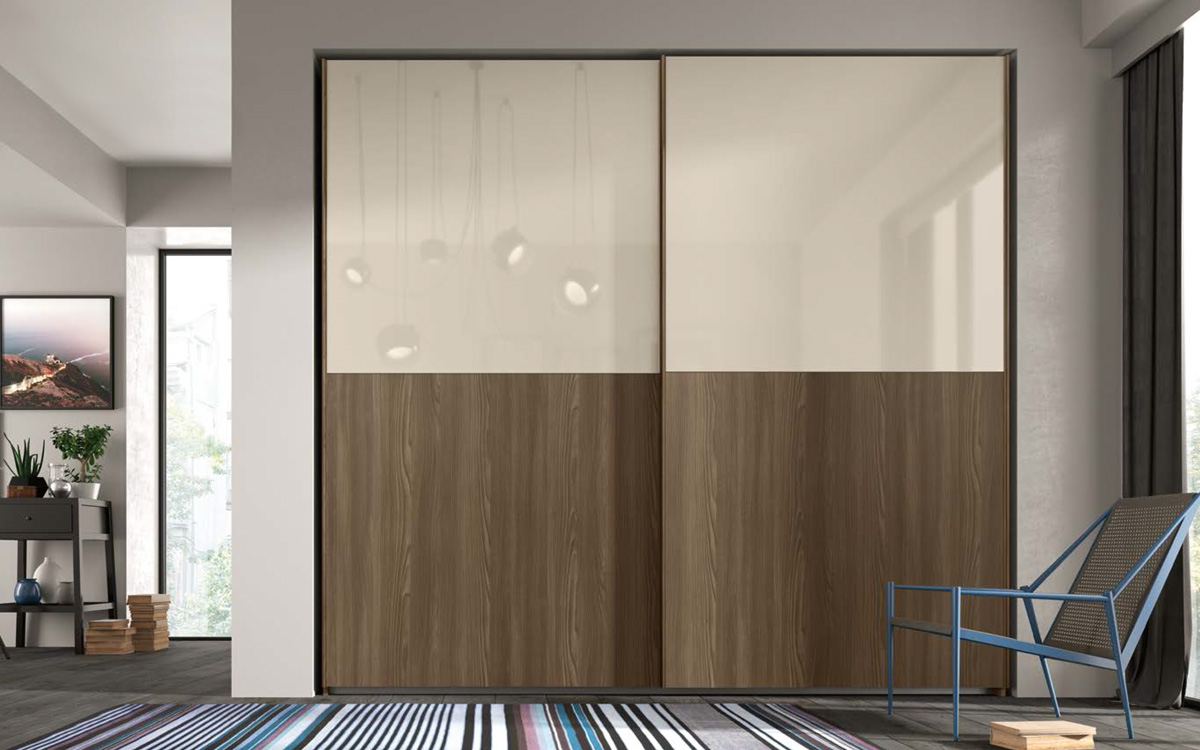 Armadio scorrevole 2 ante H.234 finitura Noce moro e Orzo
