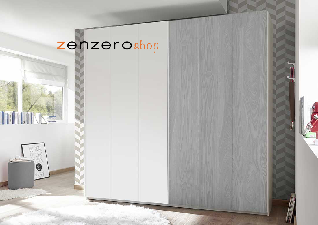 Armadio Like 2 ante scorrevoli bianco opaco e Grigio