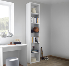 Cameretta moderna con letto una piazza mezza, armadio scorrevole e comodino, finitura Bianca