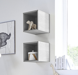 Cameretta moderna con letto imbottito e armadio  vertigo grigio H.230