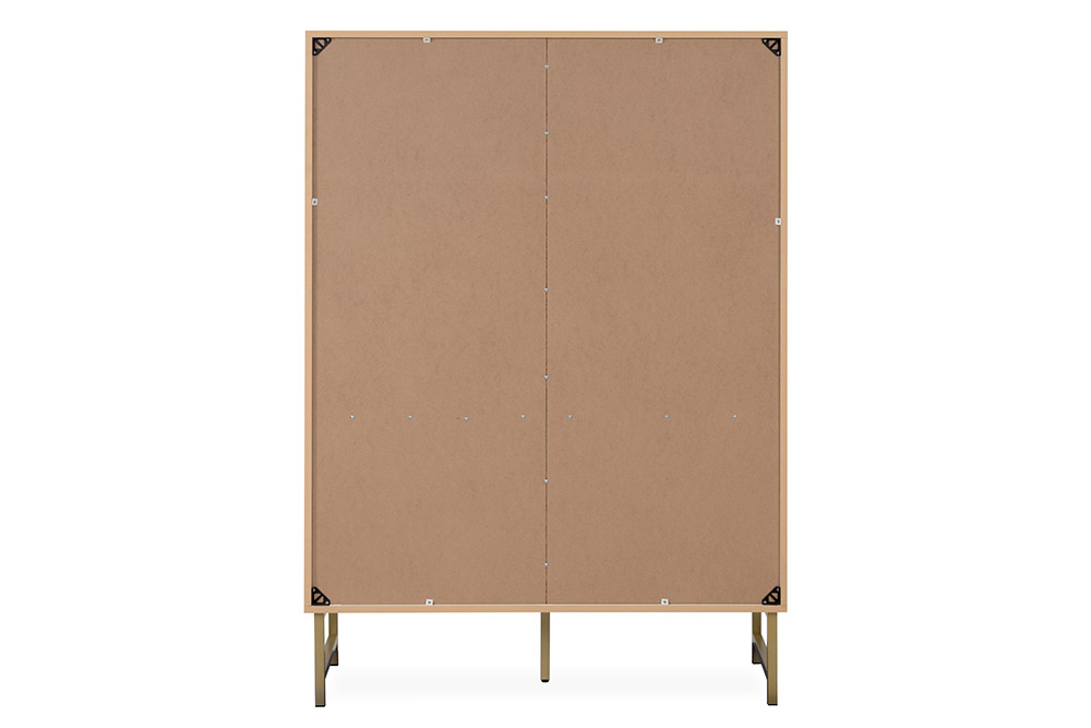 Madia contenitore alta moderna 2 ante, bianco opaco con dettagli dorati