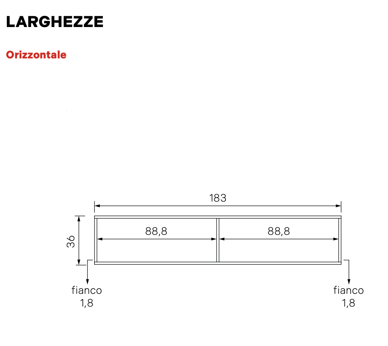 parete con vetrina sospesa