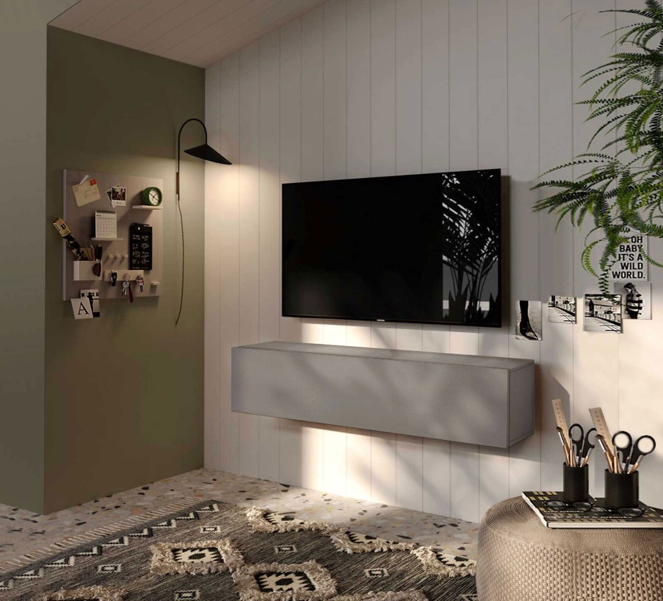 Pensile 138x30x29h cm,  Ardesia, collezione Logica