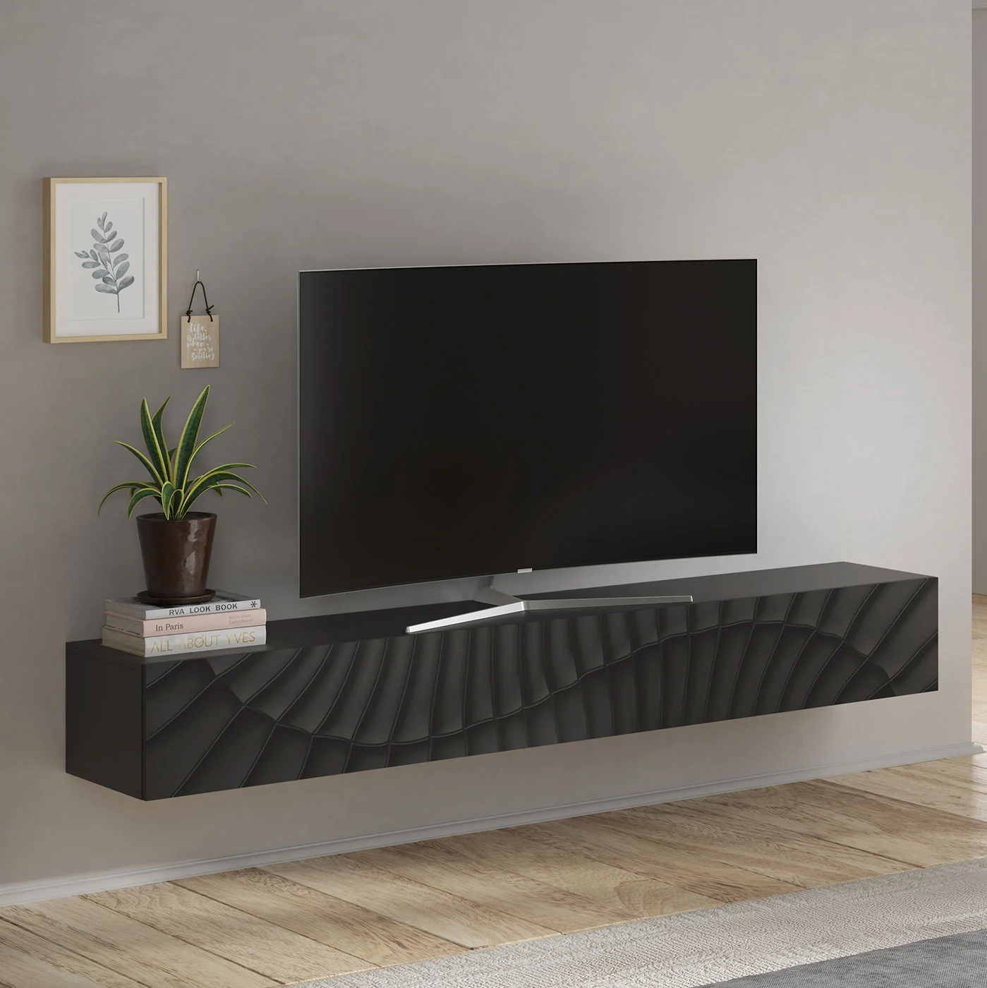 Ribalta con serigrafia, 210x28x30 h cm, Antracite