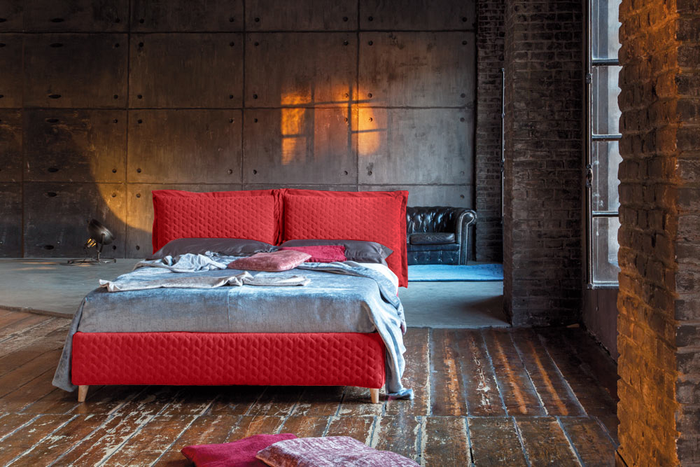 Letto matrimoniale Beatrice qualità Made in Italy, disponibile in 70 finiture, con box contenitore