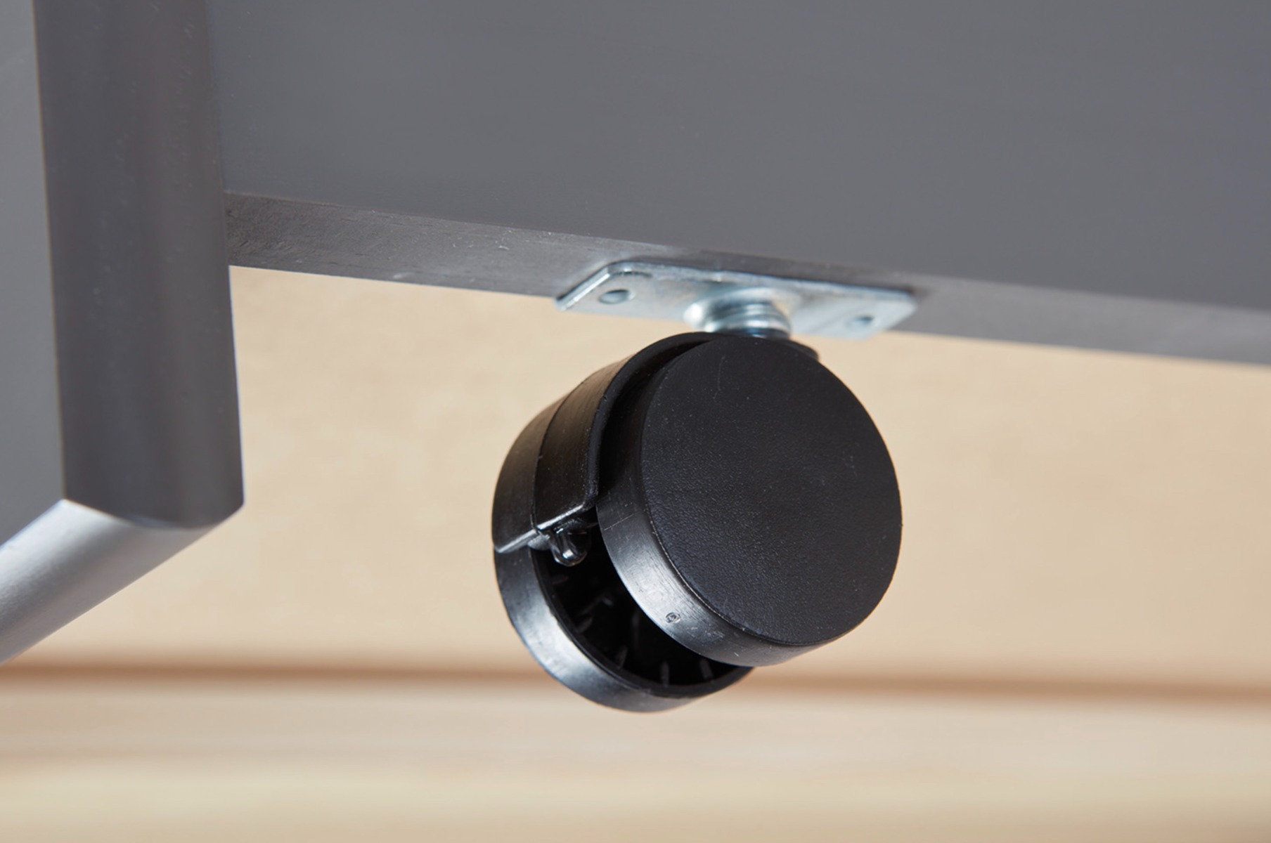 Letto con secondo letto estraibile con ruote e 3 cassetti, colore grigio