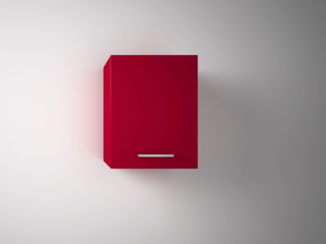 Composizione da Bagno con 3 cassetti soft-close e pensile reversibile, Rosso Lucido