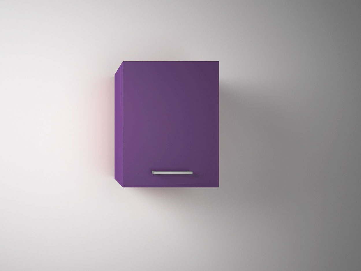 Composizione da Bagno con 3 cassetti soft-close e pensile reversibile, Viola Lucido