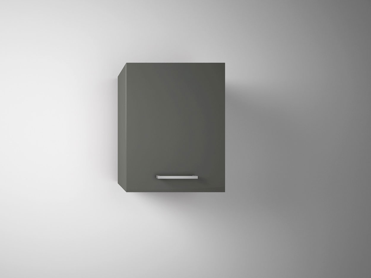 Composizione da Bagno con 3 cassetti soft-close e pensile reversibile, Grigio Lucido