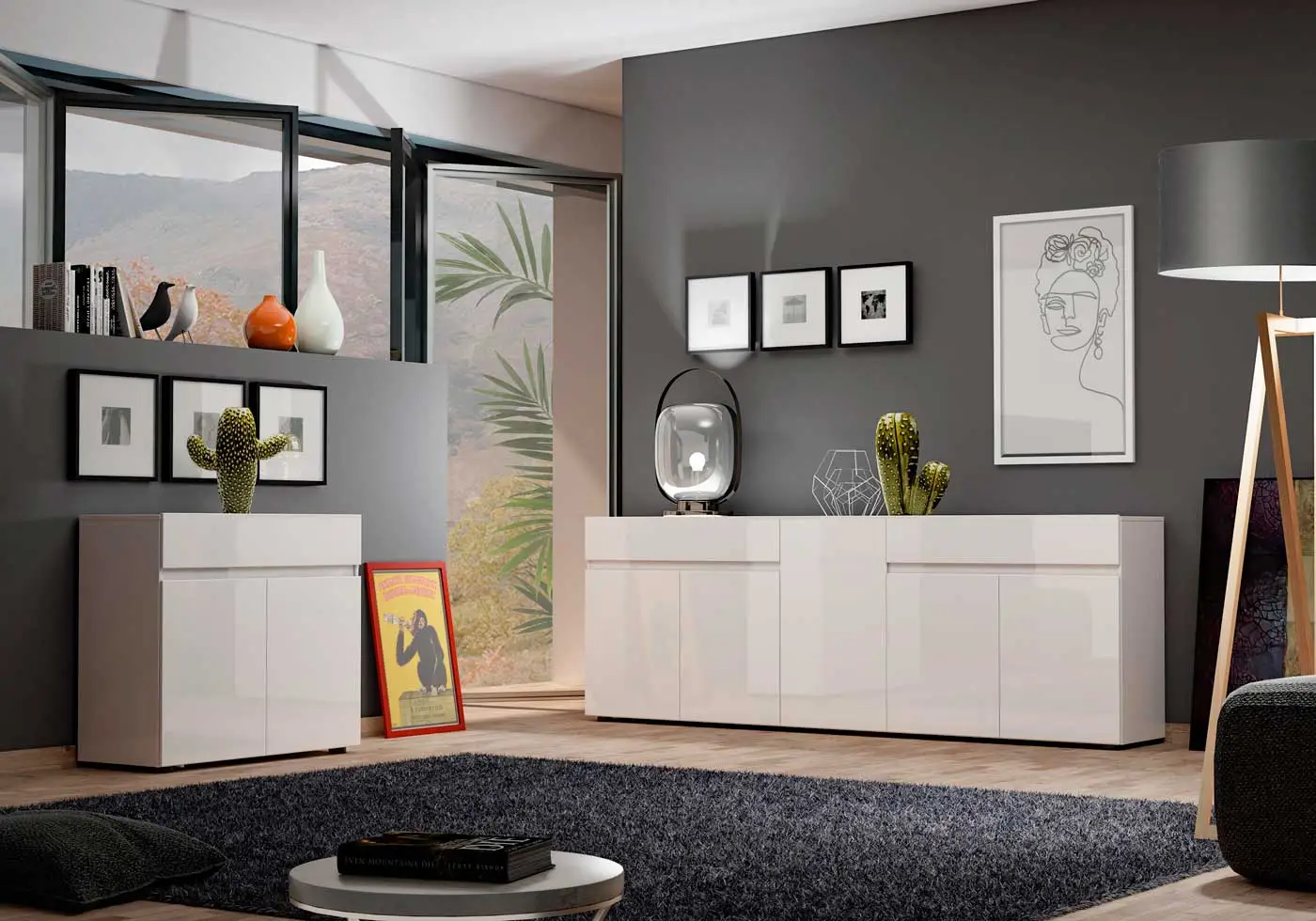 madia moderna bianca lucida