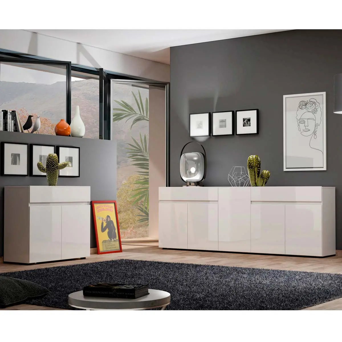 Sala moderna composta da 2 credenze di design