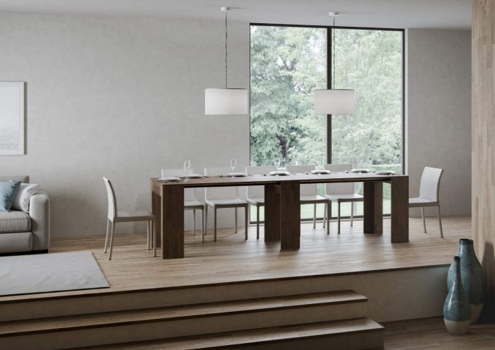 Consolle allungabile moderna, finitura Noce, made in Italy